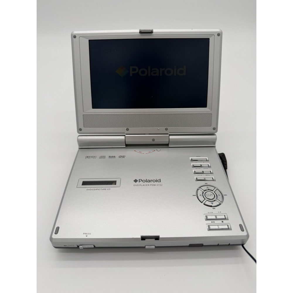 Polaroid PDM-0722 Portable DVD Player Swivel Screen 7" Tested no power cord